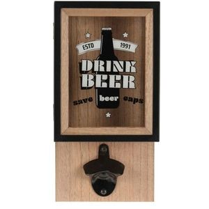Desfacator si cutie pentru depozitare capace Drink Beer, 15.3x8.3x30 cm, lemn imagine