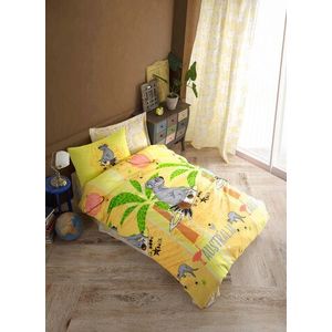 Lenjerie de pat pentru o persoana (ES), 2 piese, Koala - Yellow, Eponj Home, 65% bumbac/35% poliester imagine
