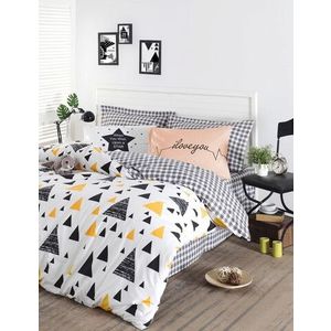 Lenjerie de pat pentru o persoana (SE), İlove - Black, Yellow, Mjolnir, Bumbac Ranforce imagine