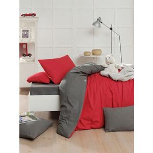 Lenjerie de pat pentru o persoana (SE), Çift Yönlü - Red, Grey, Mjolnir, Bumbac Ranforce imagine