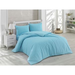 Lenjerie de pat pentru o persoana (FR), Turquoise, Patik, Bumbac Ranforce imagine