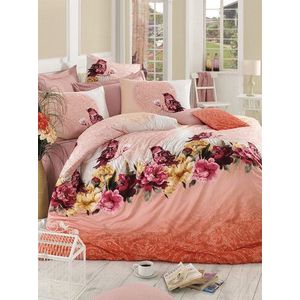 Lenjerie de pat pentru o persoana (FR), Çalıkuşu - Pink, Pearl Home, Bumbac Ranforce imagine