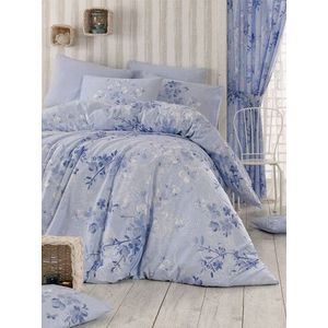 Lenjerie de pat pentru o persoana (FR), Elena - Blue, Pearl Home, Bumbac Ranforce imagine