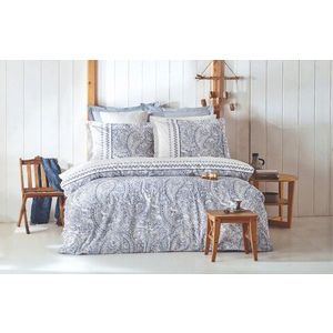 Lenjerie de pat pentru o persoana (FR), Paisley - Blue, Pearl Home, Bumbac Ranforce imagine