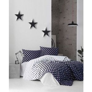 Lenjerie de pat pentru o persoana (FR), Puanline - Dark Blue, Pearl Home, Bumbac Ranforce imagine