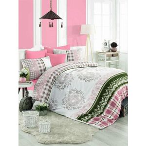 Lenjerie de pat pentru o persoana (EU) (IT), Nazenin - Pink, Pearl Home, Bumbac Ranforce imagine