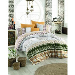 Lenjerie de pat pentru o persoana Single XL (DE), Nazenin - Brown, Pearl Home, Bumbac Ranforce imagine