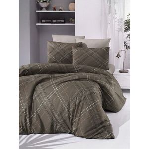 Lenjerie de pat pentru o persoana Single XL (DE), Briana - Brown, Victoria, Bumbac Ranforce imagine