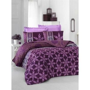 Lenjerie de pat pentru o persoana (FR), Alisa - Lilac, Victoria, Bumbac Satinat imagine