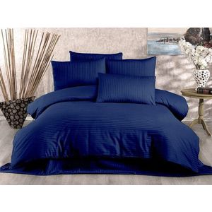 Lenjerie de pat pentru o persoana (FR), Lilyum - Dark Blue, Whitney, Bumbac Satinat imagine