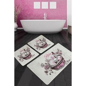 Set covoraș de baie (3 bucăți), Chilai, Rose Basket Djt, Poliester, Multicolor imagine