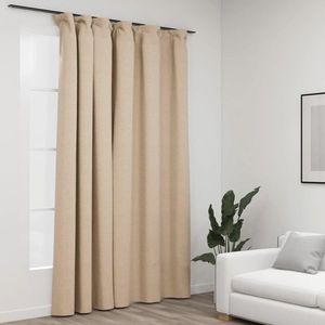 vidaXL Draperie opacă, aspect de in, bej, 290 x 245 cm, cu cârlige imagine