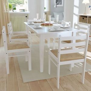 vidaXL Scaune de bucătărie, 6 buc., alb, lemn masiv & catifea imagine
