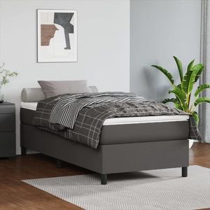 vidaXL Cadru de pat box spring, gri, 100x200 cm, piele ecologică imagine