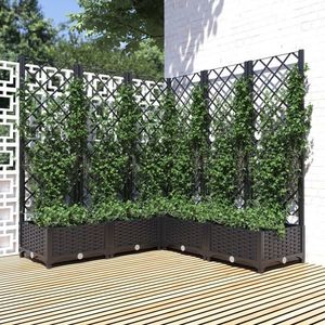 vidaXL Jardinieră de grădină cu spalier, negru, 120x120x121, 5 cm, PP imagine