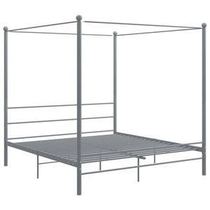 vidaXL Cadru de pat cu baldachin, gri, 200x200 cm, metal imagine