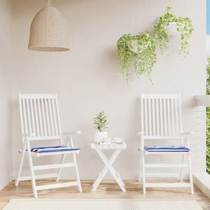vidaXL Perne scaun grădină 2 buc dungi albastru&alb 50x50x3 cm, textil imagine
