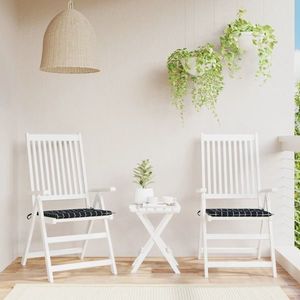 vidaXL Perne scaun grădină carouri negre, 2 buc. 50x50x3 cm, textil imagine