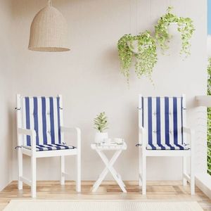 vidaXL Perne de scaun cu spătar mic 2 buc. albastru & alb textil dungi imagine