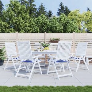 vidaXL Perne scaun grădină 6 buc dungi albastru&alb 50x50x3 cm, textil imagine
