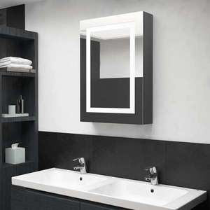 vidaXL Dulap de baie cu oglindă și LED, gri strălucitor, 50x13x70 cm imagine