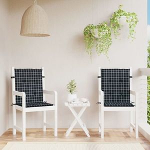 vidaXL Perne de scaun spătar jos, 2 buc. negru, model carouri, textil imagine