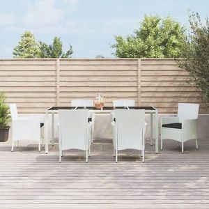 vidaXL Set mobilier de grădină cu perne, 7 piese, alb, poliratan imagine