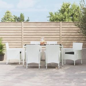 vidaXL Set mobilier de grădină cu perne, 7 piese, alb, poliratan imagine