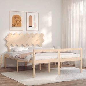 vidaXL Cadru de pat senior cu tăblie, 140x200 cm, lemn masiv imagine