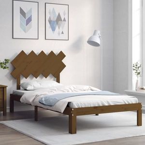vidaXL Cadru de pat cu tăblie, maro miere, 100x200 cm, lemn masiv imagine
