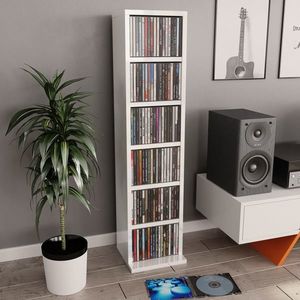 vidaXL Dulap CD-uri, alb extralucios, 21x20x88 cm, lemn compozit imagine