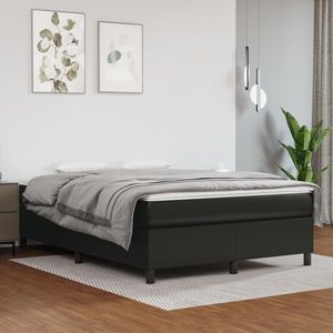 vidaXL Cadru de pat, negru, 140x190 cm, piele ecologică imagine