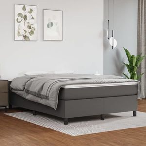 vidaXL Cadru de pat, gri, 140x200 cm, piele ecologică imagine