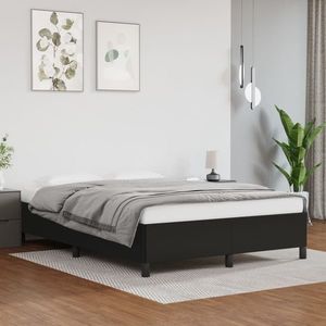 vidaXL Cadru de pat, negru, 140x190 cm, piele ecologică imagine