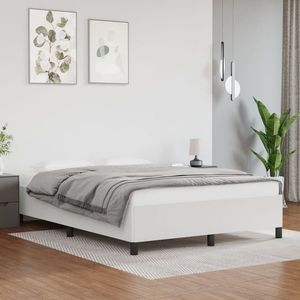vidaXL Cadru de pat, alb, 140x200 cm, piele ecologică imagine