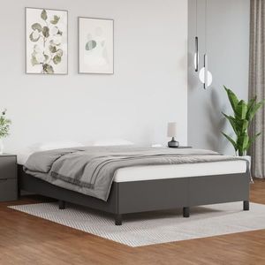 vidaXL Cadru de pat, gri, 140x200 cm, piele ecologică imagine