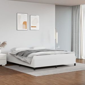 vidaXL Cadru de pat, alb, 180x200 cm, piele ecologică imagine