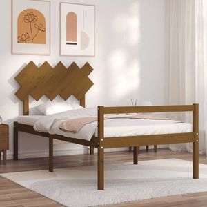 vidaXL Cadru de pat senior cu tăblie, 100x200 cm maro miere lemn masiv imagine