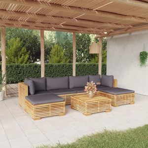 vidaXL Set mobilier grădină cu perne, 7 piese, lemn masiv de tec imagine