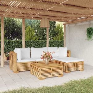 vidaXL Set mobilier grădină cu perne, 5 piese, lemn masiv de tec imagine