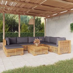 vidaXL Set mobilier grădină cu perne, 8 piese, lemn masiv de tec imagine