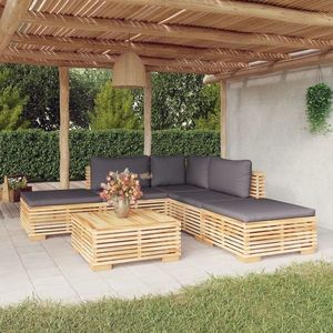 vidaXL Set mobilier grădină cu perne, 6 piese, lemn masiv de tec imagine