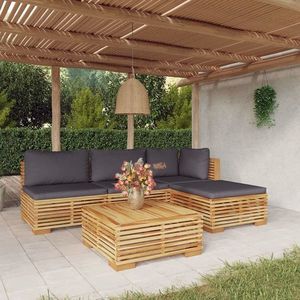 vidaXL Set mobilier grădină cu perne, 5 piese, lemn masiv de tec imagine