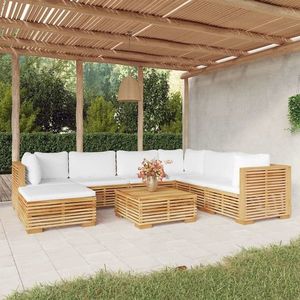 vidaXL Set mobilier grădină cu perne, 8 piese, lemn masiv de tec imagine