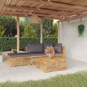 vidaXL Set mobilier grădină cu perne, 4 piese, lemn masiv de tec imagine