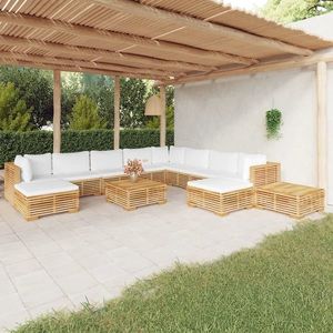 vidaXL Set mobilier grădină cu perne, 12 piese, lemn masiv de tec imagine