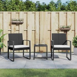 vidaXL Set mobilier de grădină cu perne, 3 piese, negru, PP ratan imagine