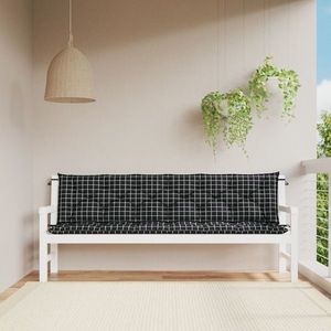 vidaXL Pernă bancă de grădină, negru carouri, 200x50x7 cm, textil imagine