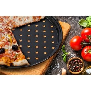Tava perforata pentru pizza Vanora, Ø28 cm, otel carbon, negru imagine