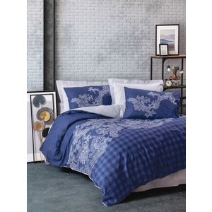 Lenjerie de pat pentru o persoana Single XL (DE), Bitsy - Dark Blue, Cotton Box, Bumbac Ranforce imagine